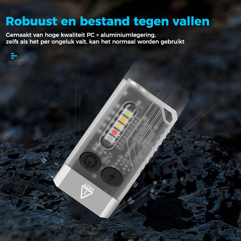 Kleine krachtige EDC-zaklamp met rood UV-blauw licht.