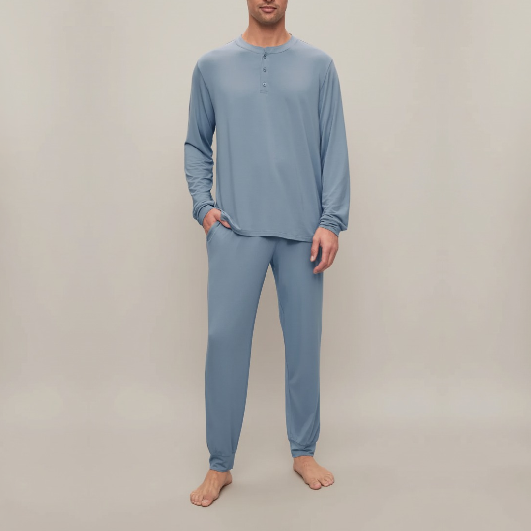 VALENZO LONG PYJAMA LICHTBLAUW