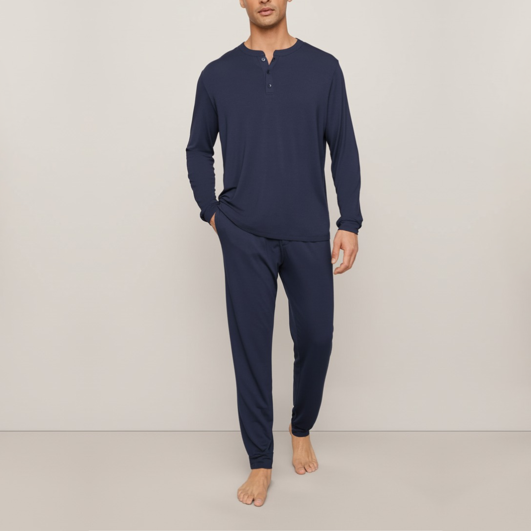 VALENZO LONG PYJAMA MARINEBLAUW