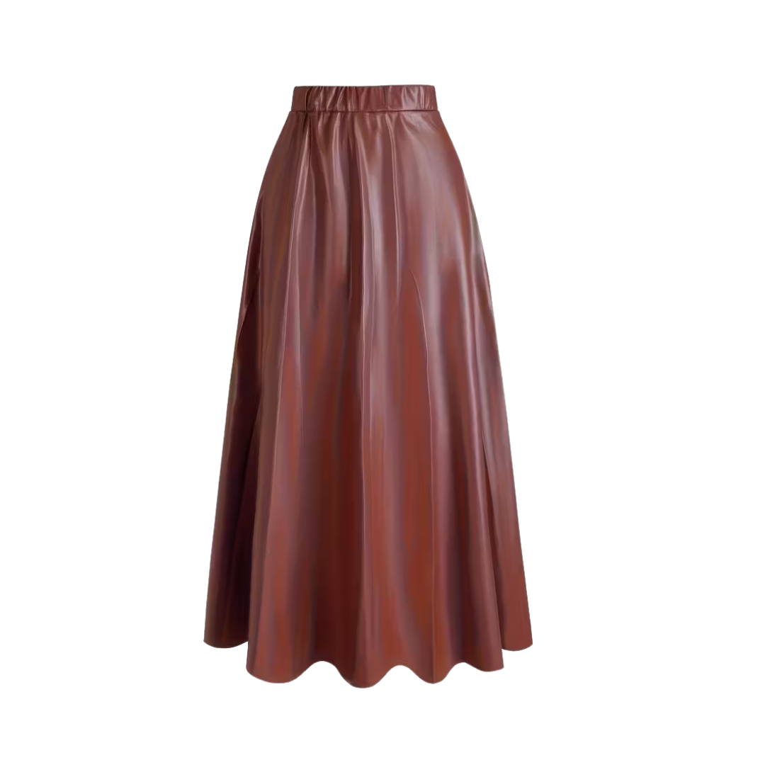 BENTHE | ELEGANTE MIDIROK IN LEERLOOK
