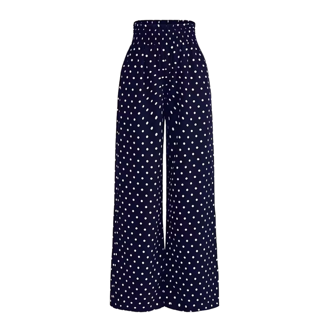 SELENA | ELEGANTE WIDE LEG BROEK MET POLKADOTS