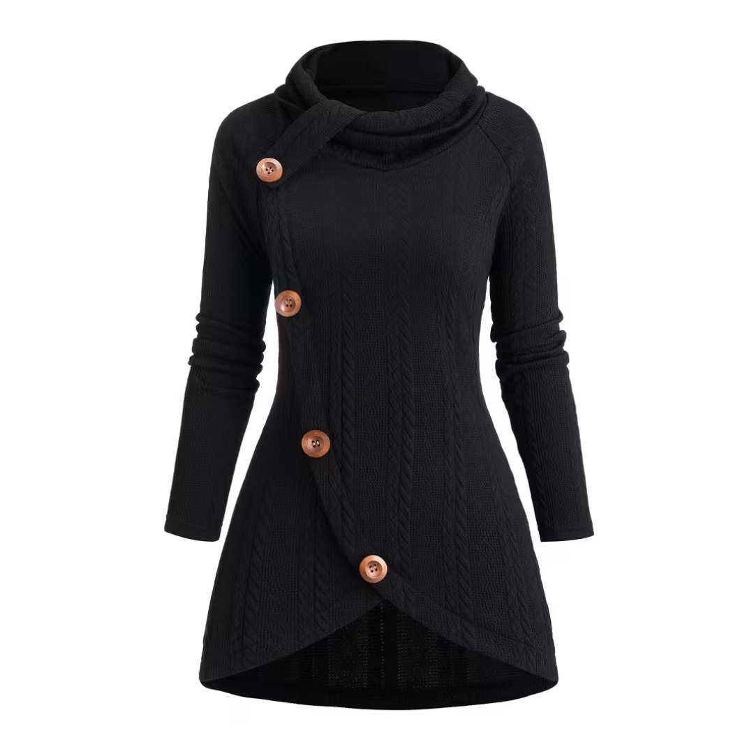 ISABELLE | ASYMMETRISCHE KNIT TUNIEK MET KNOPEN