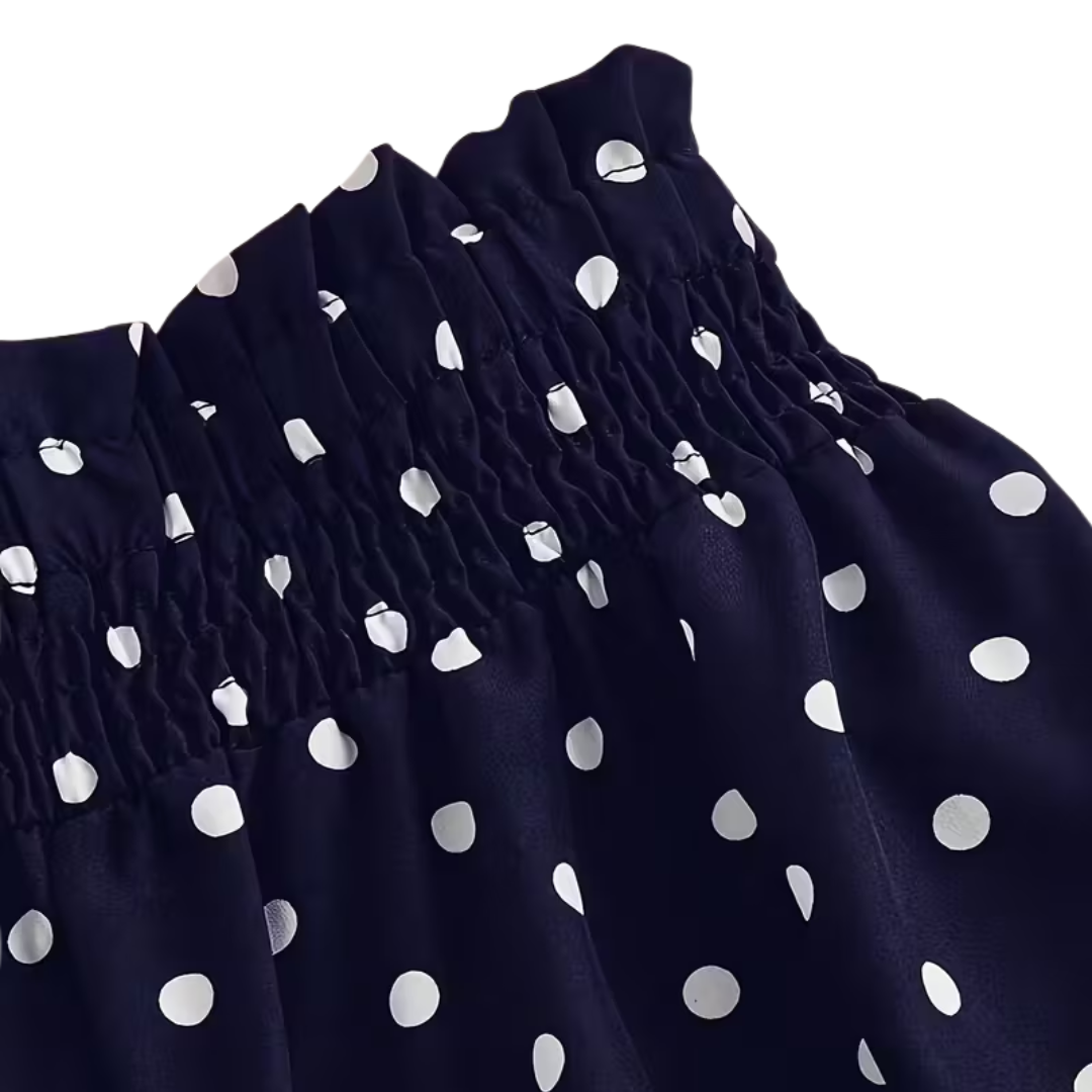 SELENA | ELEGANTE WIDE LEG BROEK MET POLKADOTS