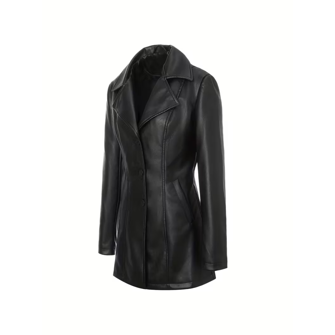 FIONA | ELEGANTE KORTE LEREN TRENCHCOAT