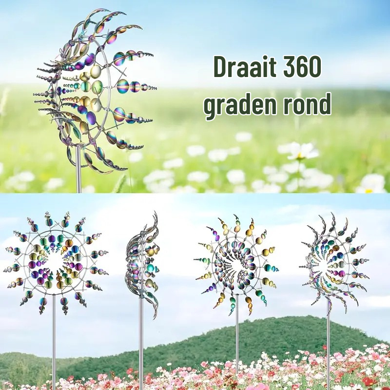 ZonneSchijn Windspinner — Magische Tuindecoratie met Beweging en Glans.