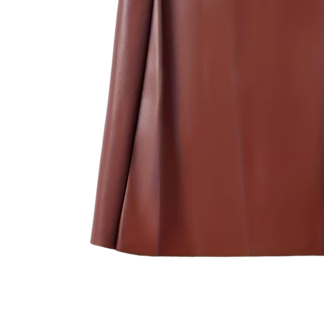BENTHE | ELEGANTE MIDIROK IN LEERLOOK