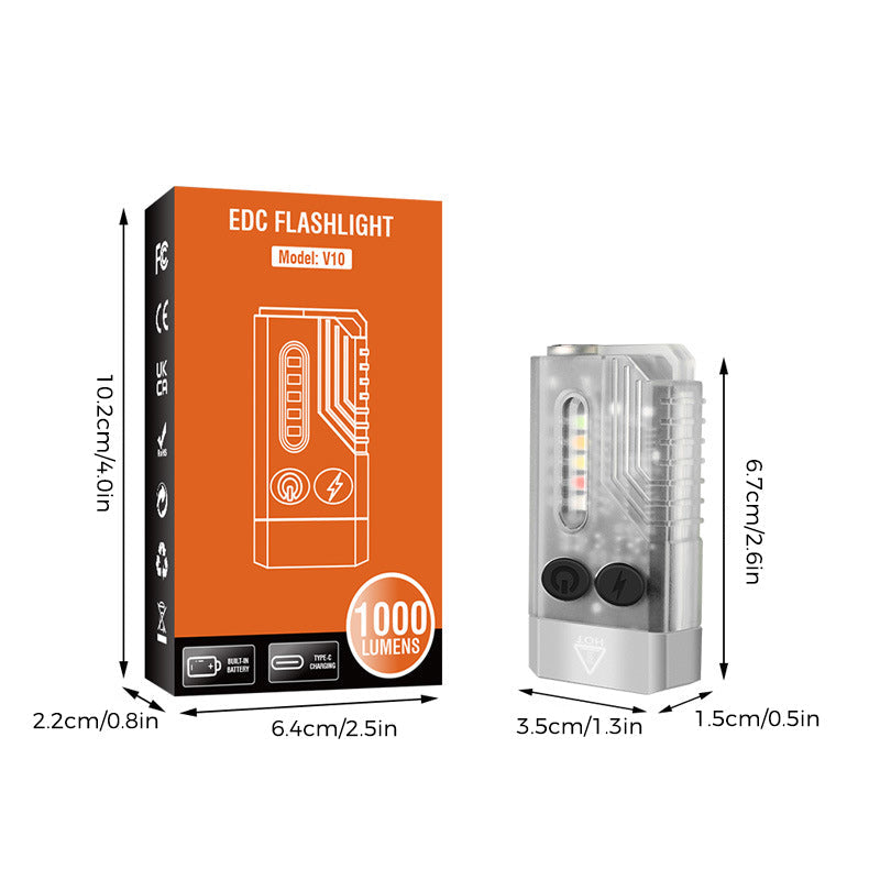 Kleine krachtige EDC-zaklamp met rood UV-blauw licht.