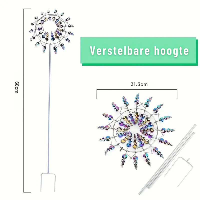 ZonneSchijn Windspinner — Magische Tuindecoratie met Beweging en Glans.