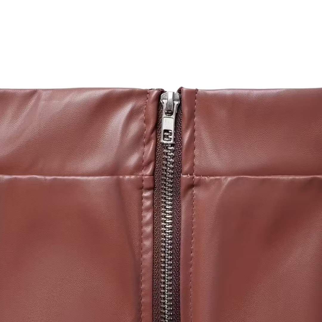 BENTHE | ELEGANTE MIDIROK IN LEERLOOK