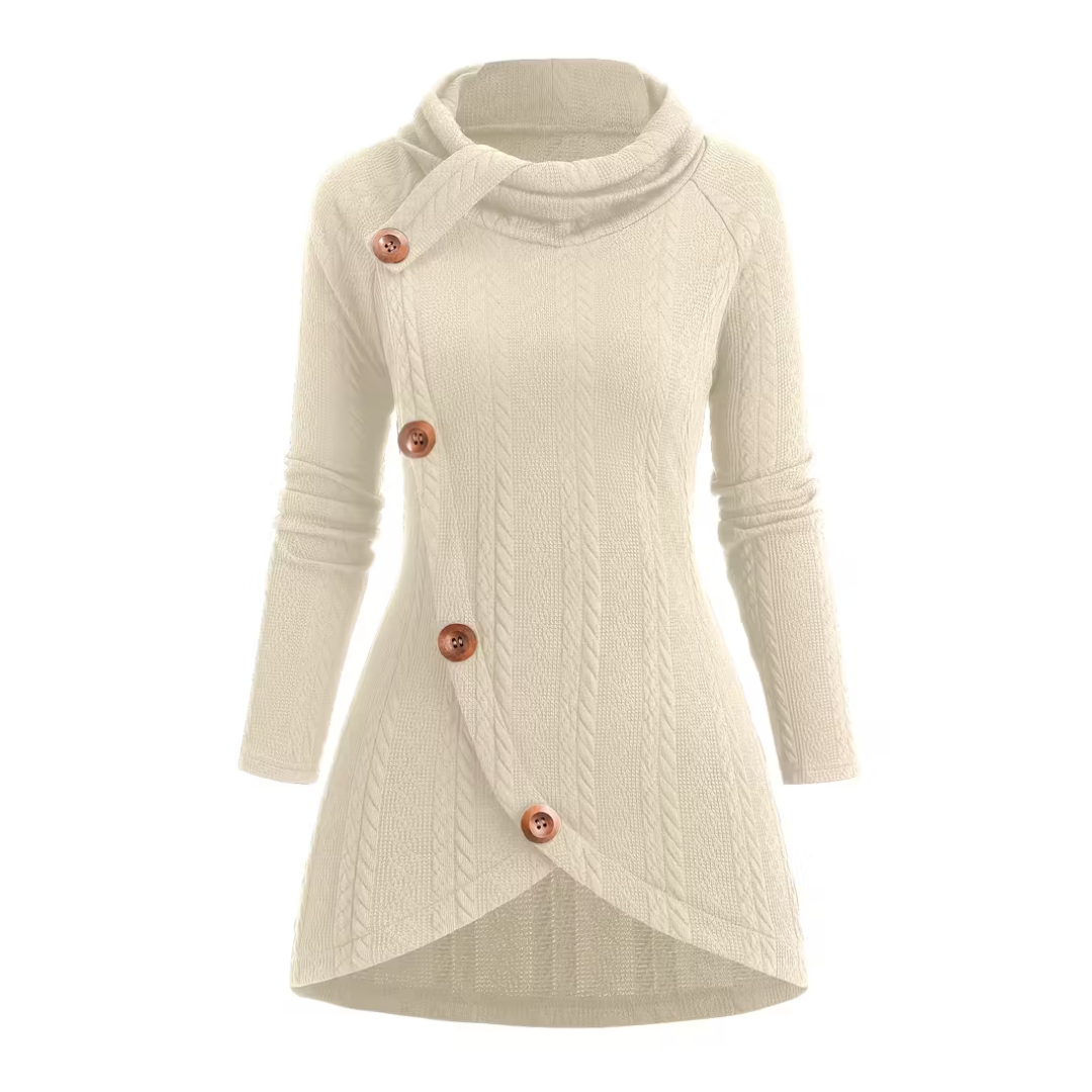 ISABELLE | ASYMMETRISCHE KNIT TUNIEK MET KNOPEN