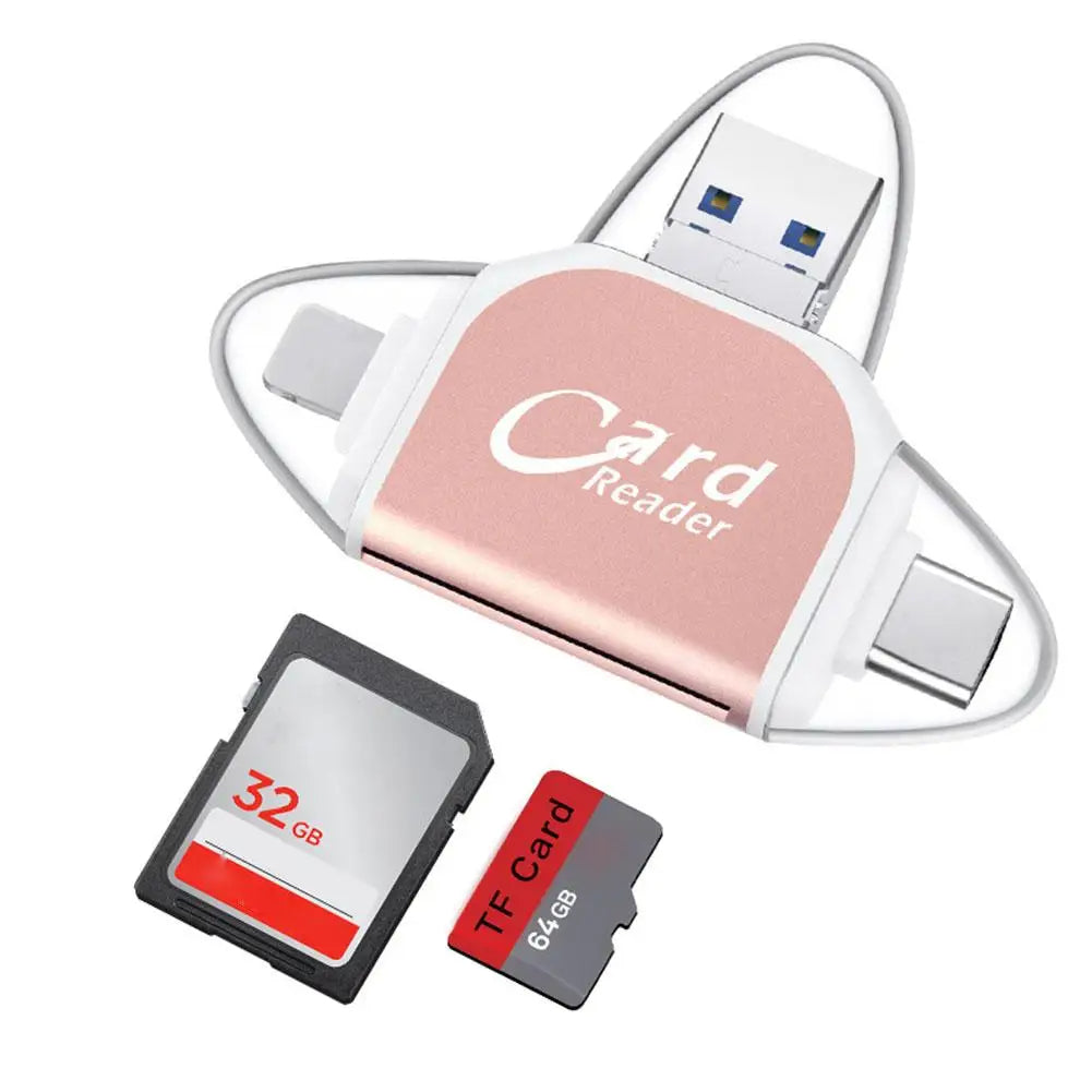 Multi-Port 4 in1 universele SD TF-kaartlezer.