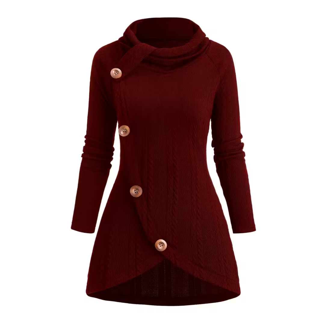 ISABELLE | ASYMMETRISCHE KNIT TUNIEK MET KNOPEN