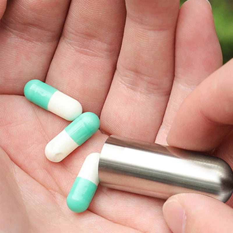 Pillendoosje van roestvrij staal.