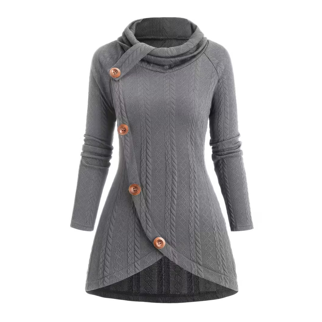 ISABELLE | ASYMMETRISCHE KNIT TUNIEK MET KNOPEN