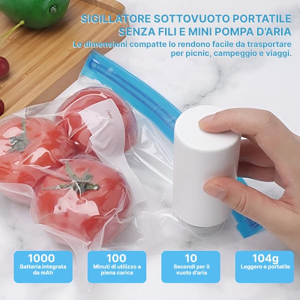 Sigillatrice sottovuoto per alimenti e pompa d’aria rapida e facile | QUICKSEAL.