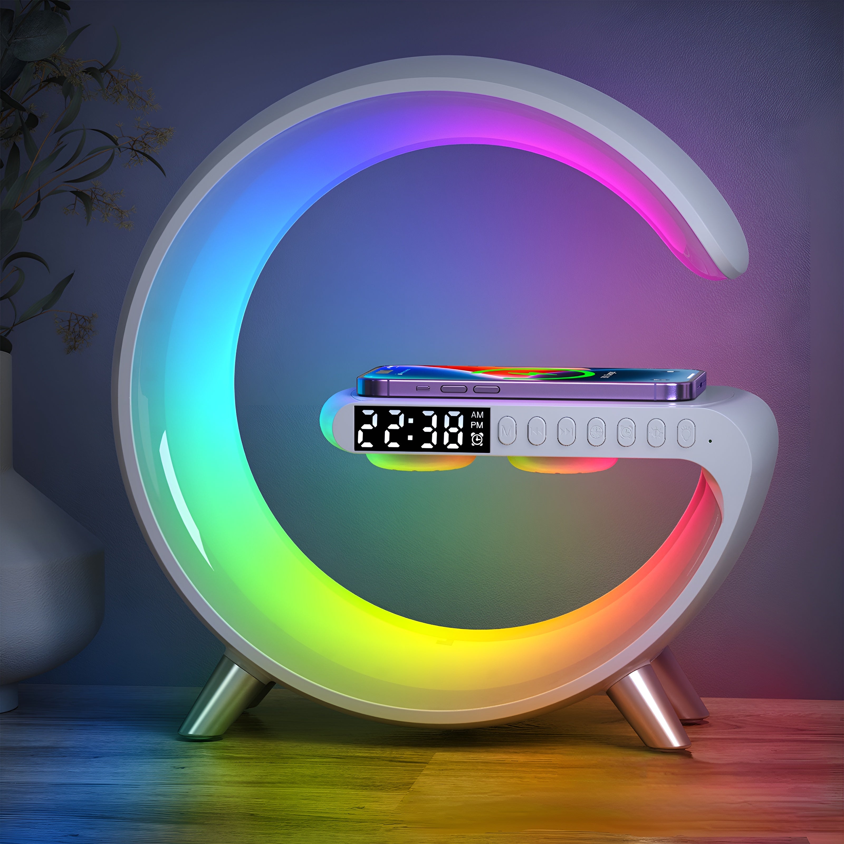 G-Shape™ | 5-in-1 Alarm klok, Mood Light, Speaker & Draadloze Oplader