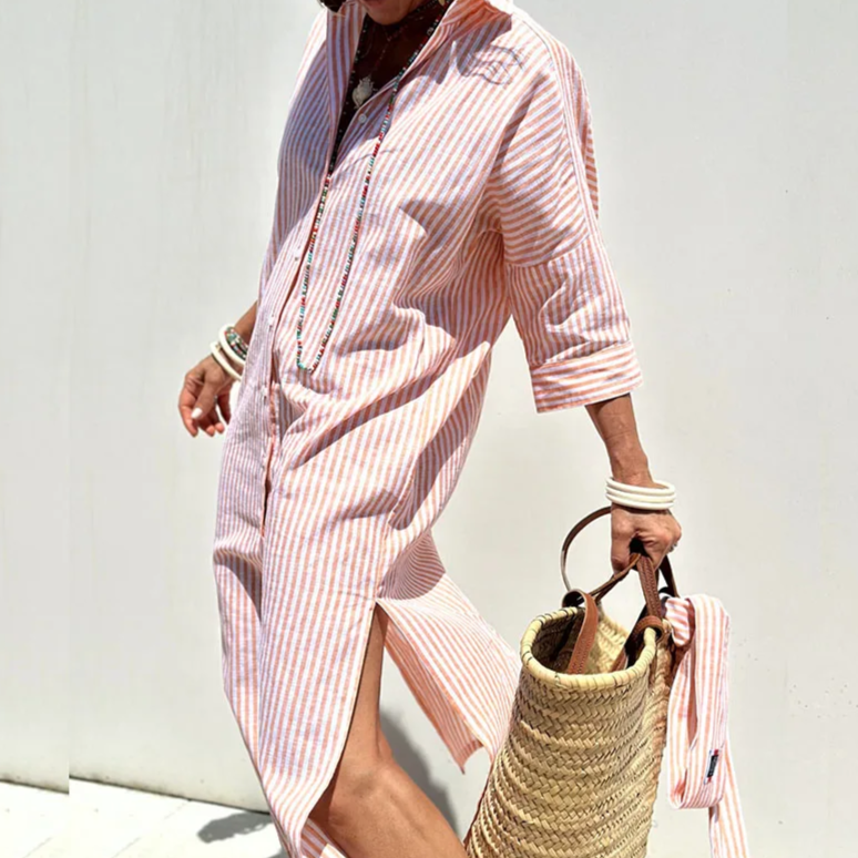 Macey: Elegante Gestreepte Jurk.