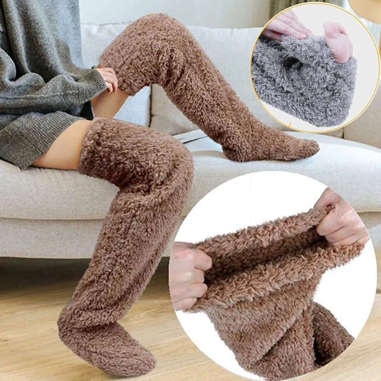 FuzzyFeet™ - Warme Lange Pluche Sokken.